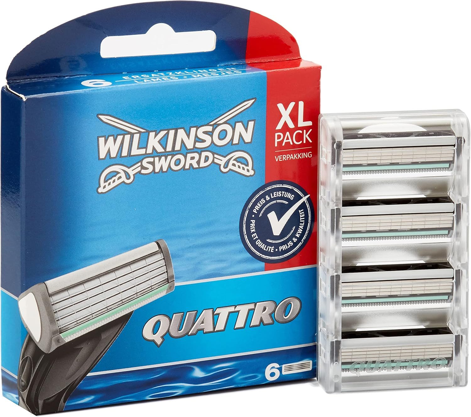Wilkinson Rasierklingen Wilkinson Sword Quattro Rasierklingen für Herren Rasierer, 6 Stück, 6-tlg.