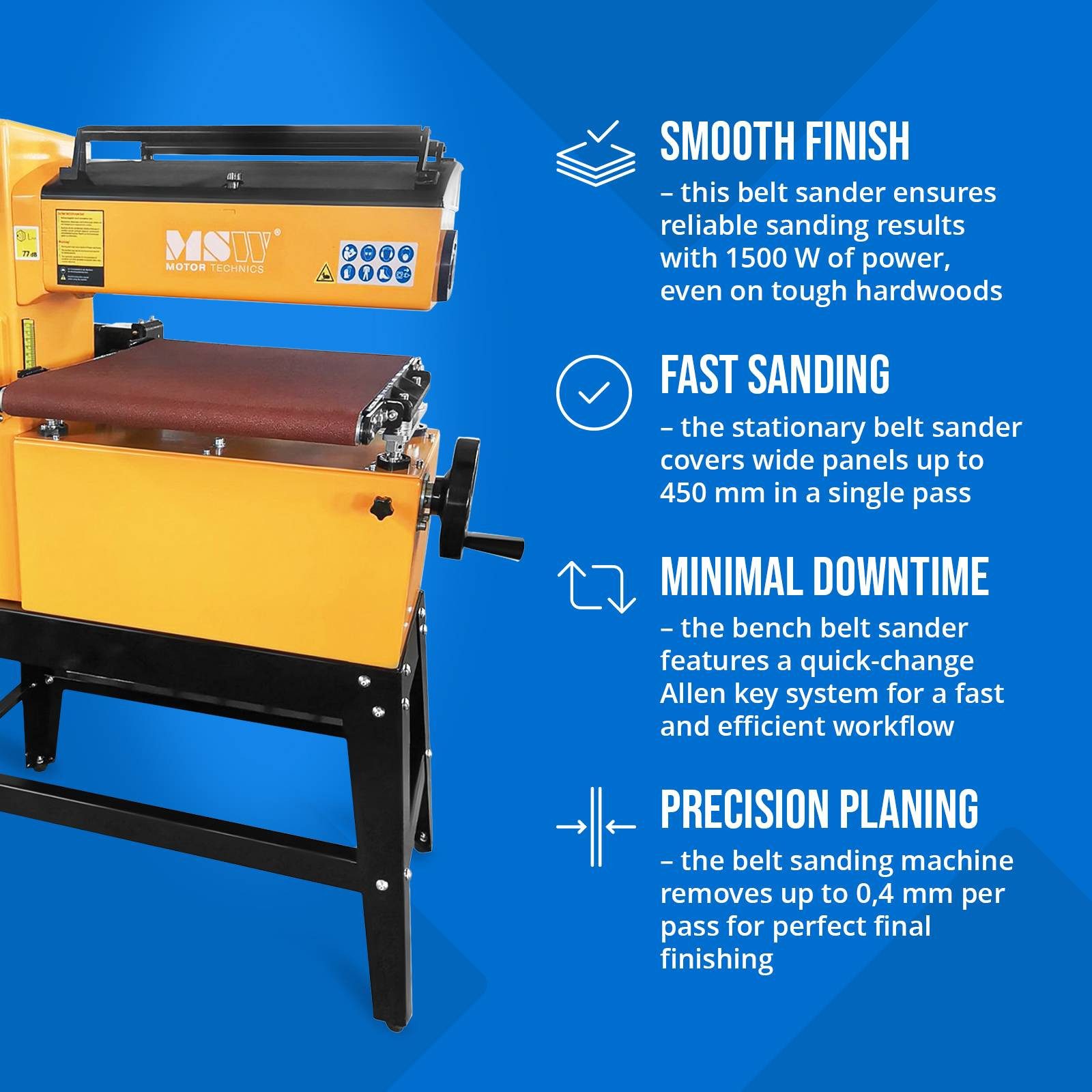MSW Stand-Bandschleifer elektrische Bandschleifmaschine für Holz Metall Staubabsaugung 1500 W