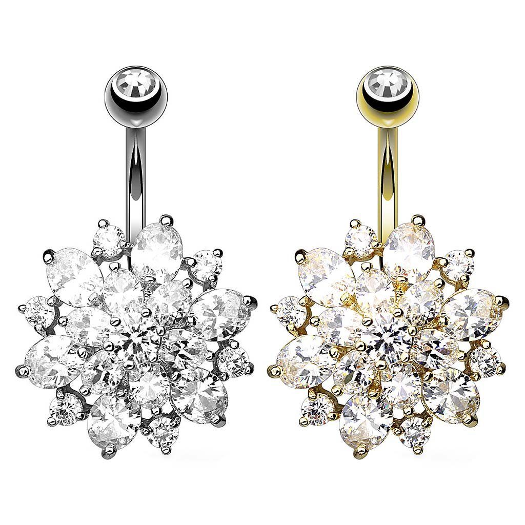 Taffstyle Bauchnabelpiercing Piercing Chirurgenstahl Kristall Dahlia, günstig online kaufen