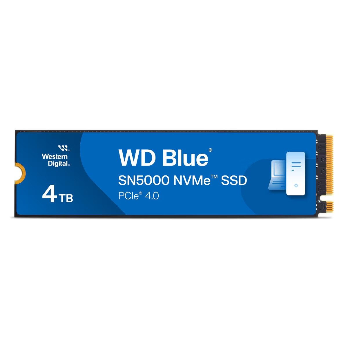 Western Digital WD Blue SN5000 4TB SSD M.2 2280 NVMe 4000GB interne SSD (4 TB) M.2" 5500 MB/S Lesegeschwindigkeit, 5000 MB/S Schreibgeschwindigkeit, PCIe Gen4 x4, NVMe, Western Digital nCache 4.0, 3D TLC NAND