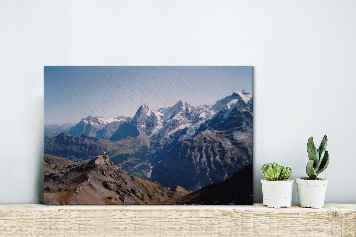 (1 der OneMillionCanvasses® Leinwandbild Schweiz, Schilthorns die cm Aufhängefertig, Wandbild Blick in Gipfel 30x20 auf St), Berner Alpen Wanddeko, des vom Leinwandbilder,