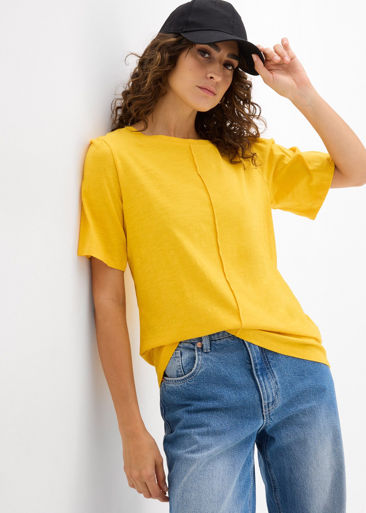 bonprix T-Shirt lockere Passform, weite Ärmel mit dezenter Raffung an der S günstig online kaufen