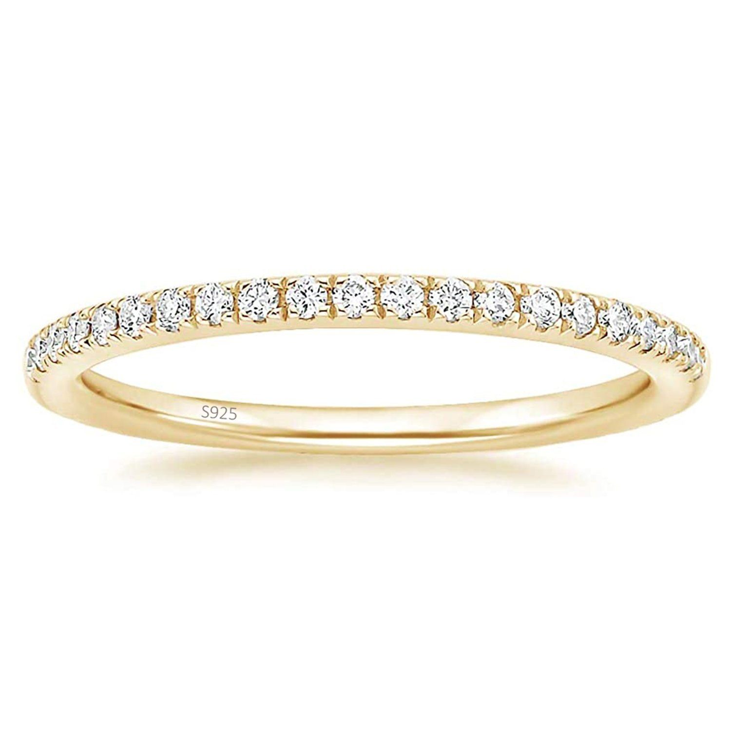 Lisandra Scott Silberring Eternity Ring 925 Sterlingsilber mit Zirkonia Steinen Schmal Damenring