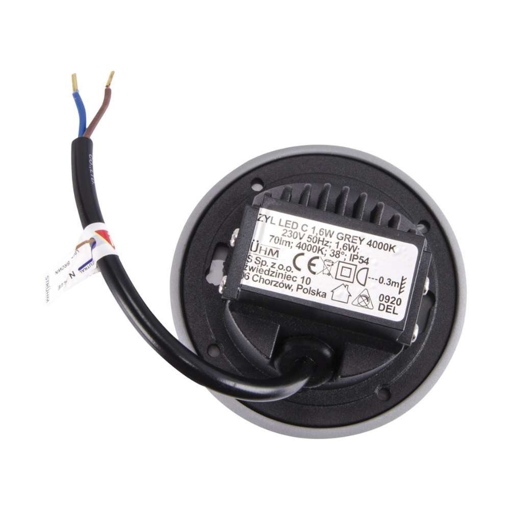 V-TAC LED Einbauleuchte LED Einbau-Treppenleuchte Stufenleuchte für Außen- und Innenbereiche, Neutralweiß, 1,6w, Neutralweiß, Ø85x59mm, grau, Lochmaß: Ø60-70mm, Aluminium, IP54