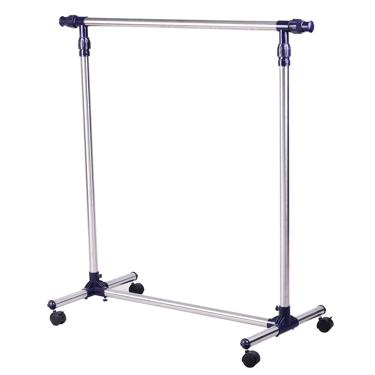 HOMCOM Kleiderständer Wäscheständer Garderobe für Eingangsbereich Edelstahl, (Set, 1 St., Kleiderständer), Garderobenständer mit Rollen Höhenverstellbare Kleide – Bild 2 von 5