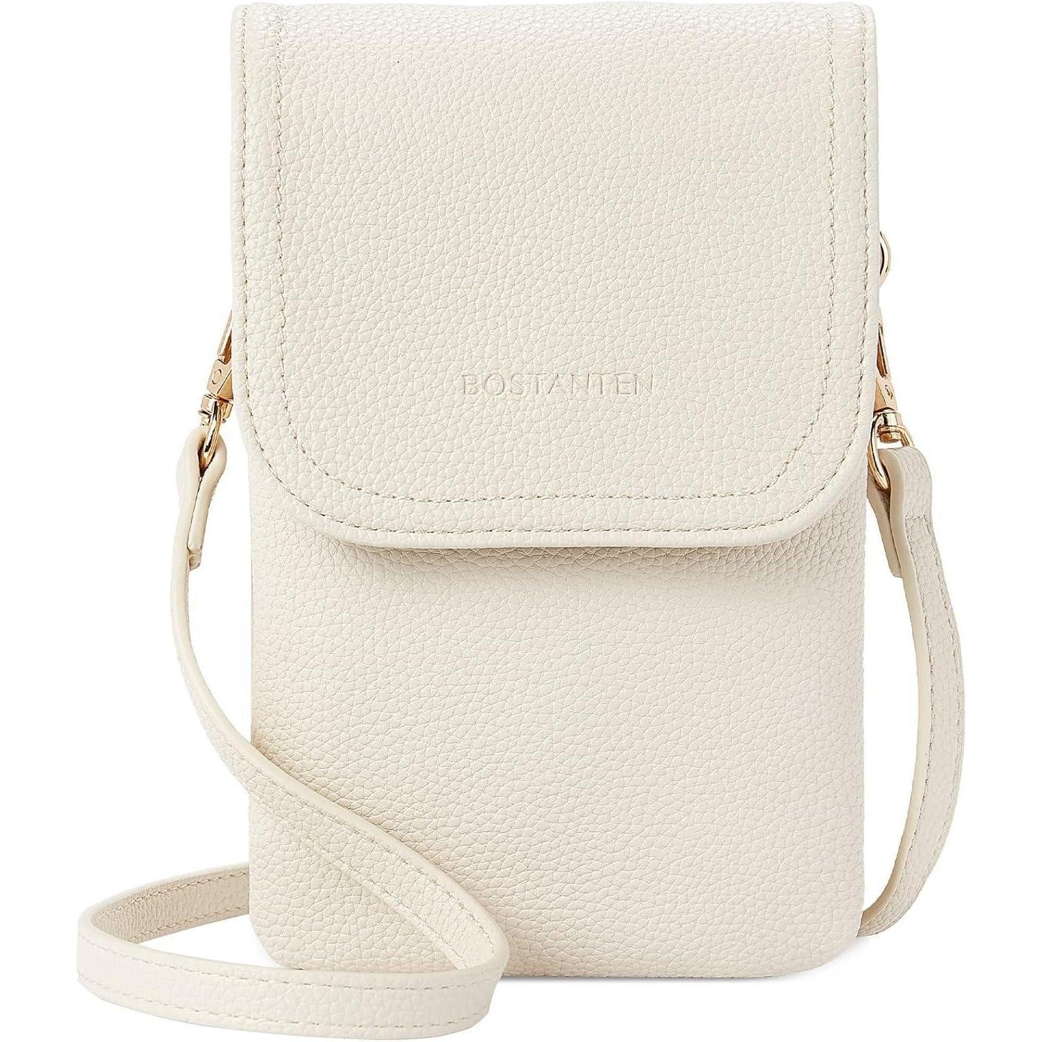 LuxusKollektion Handytasche Kleine Umhängetasche Damen PU Leder Handytasche Geldbörse Beige