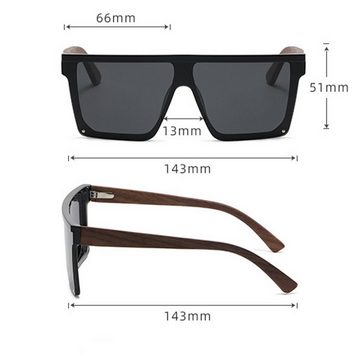 FIDDY Sonnenbrille Polarisierte Unisex-Sonnenbrille, Outdoor-Fahrradbrille (1-St) Einteilige Bambus-Sonnenbrille mit großem Rahmen