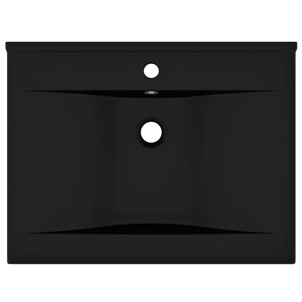 vidaXL Waschbecken NA Einbauwaschbecken Keramik Matt-Schwarz 60x46 cm Rechteckig für Bade