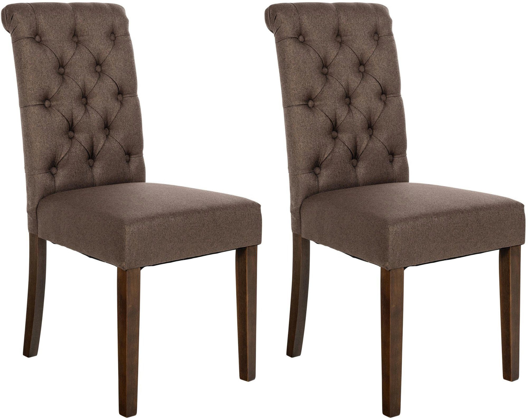 CLP Esszimmerstuhl LISBURN (2er Set, 2 St), mit Lehne im Chesterfield Design