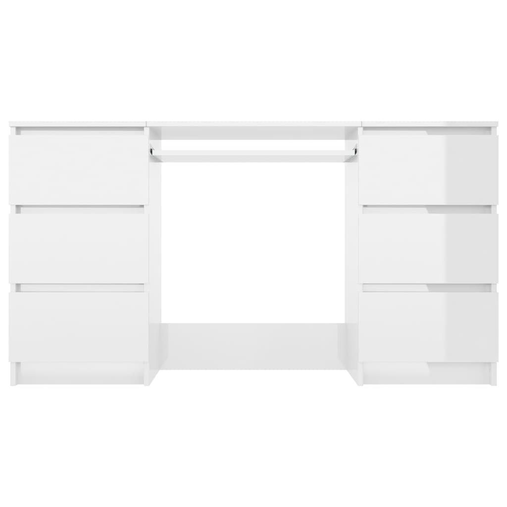 Hochglanz-Weiß vidaXL 140x50x77 Schreibtisch cm Schreibtisch Computertisch