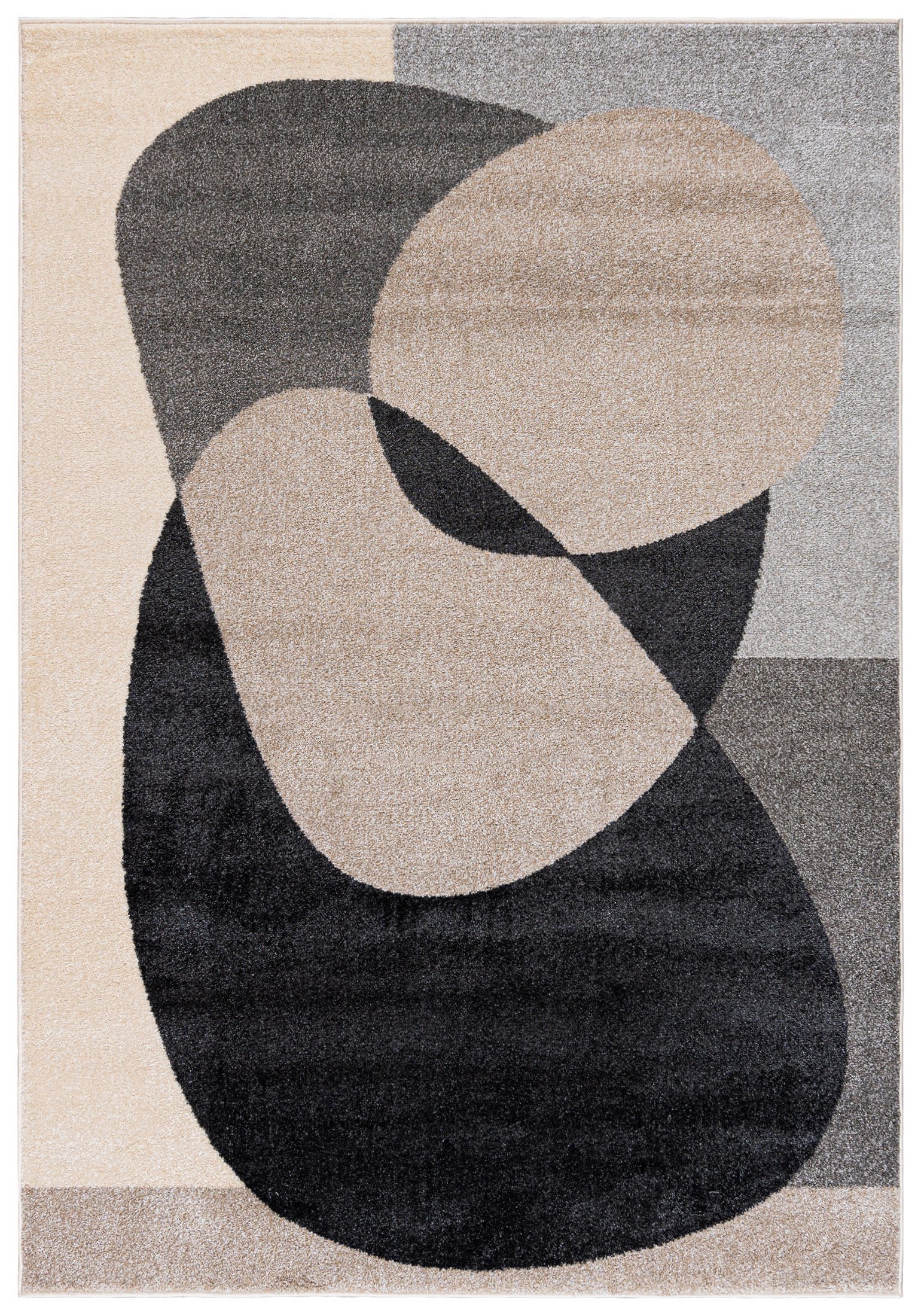 Mazovia Designteppich Modern Teppich Kurzflor Wohnzimmerteppich Japandi Scandi Beige Grau, 80 x 150 cm, Fußbodenheizung, Allergiker geeignet, Farbecht, Pflegeleicht
