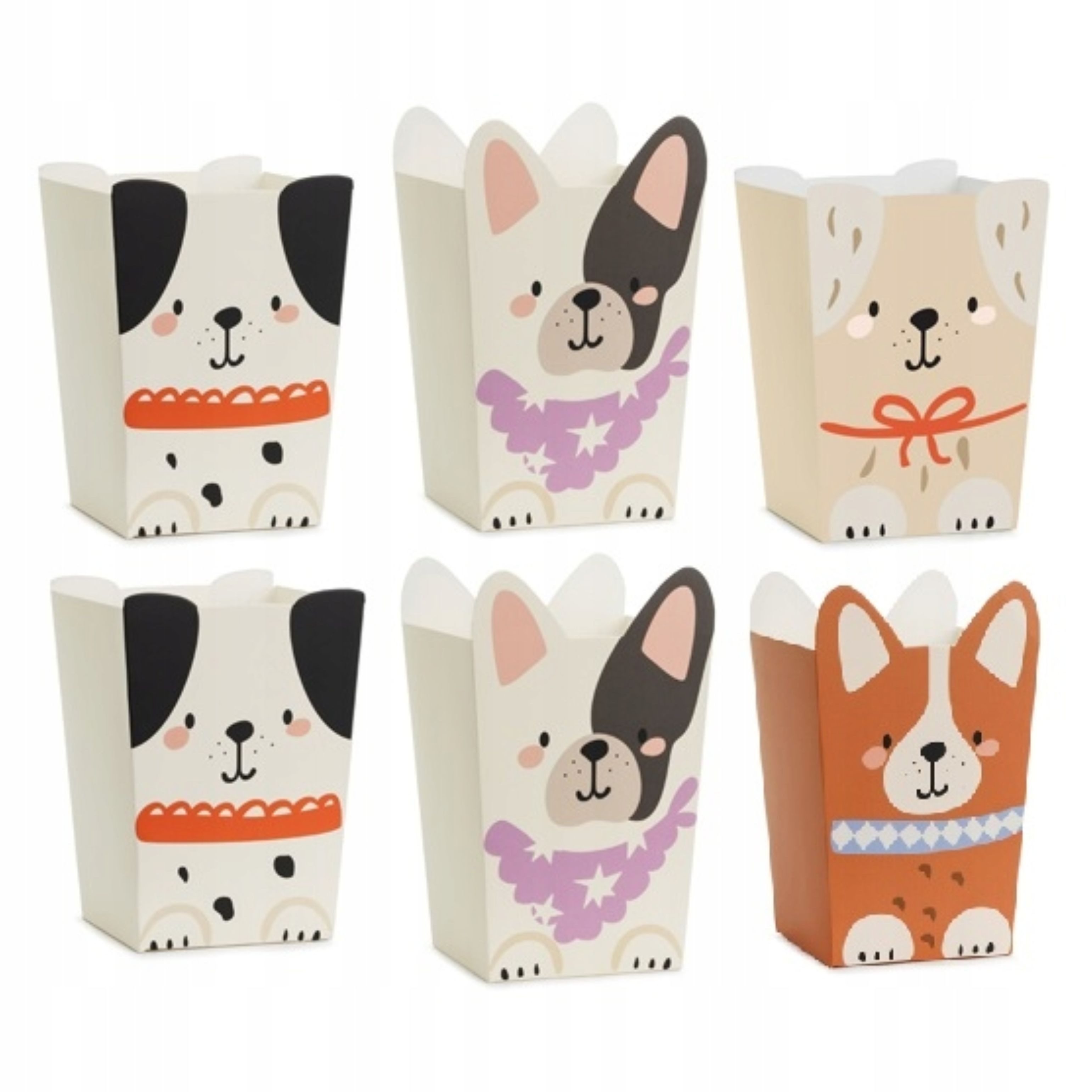 partydeco Popcornmaschine Popcornboxen mit Hundemotiv – 6 Stück, Perfekt für Kinderpartys