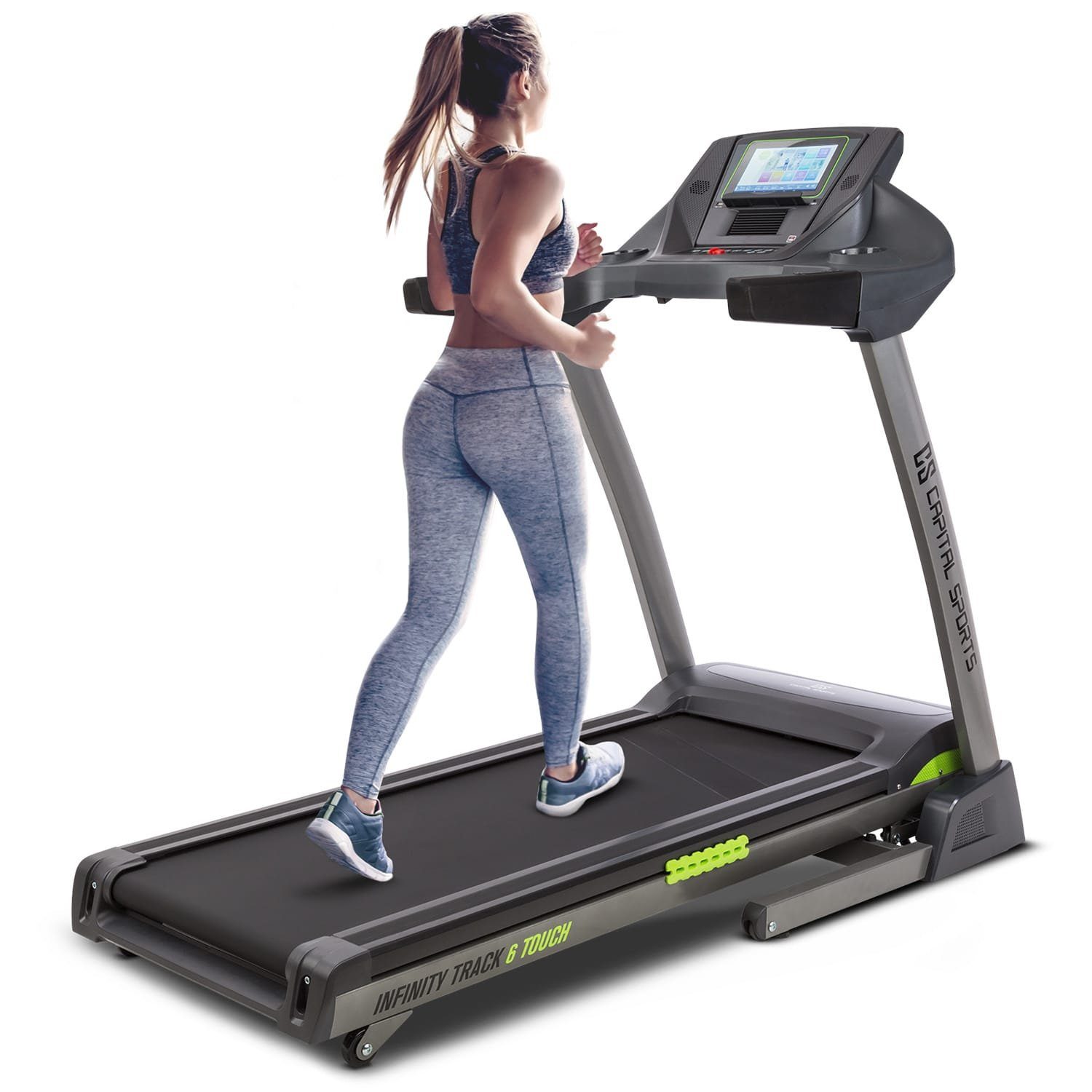 Laufbahn Treadmill Programme Capital Track 36 mit Infinity Sports klappbar Pulssensor 6.0, Bodenrollen Laufband
