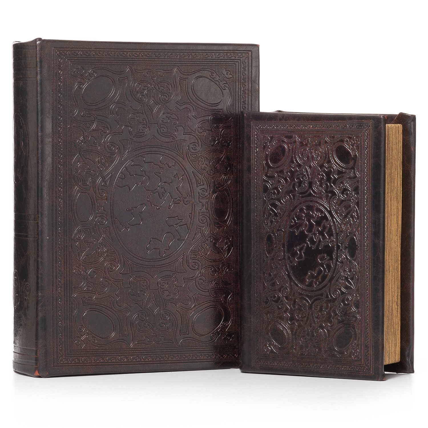 Etui Buchattrappe Dunkelbraun mit Ornamenten