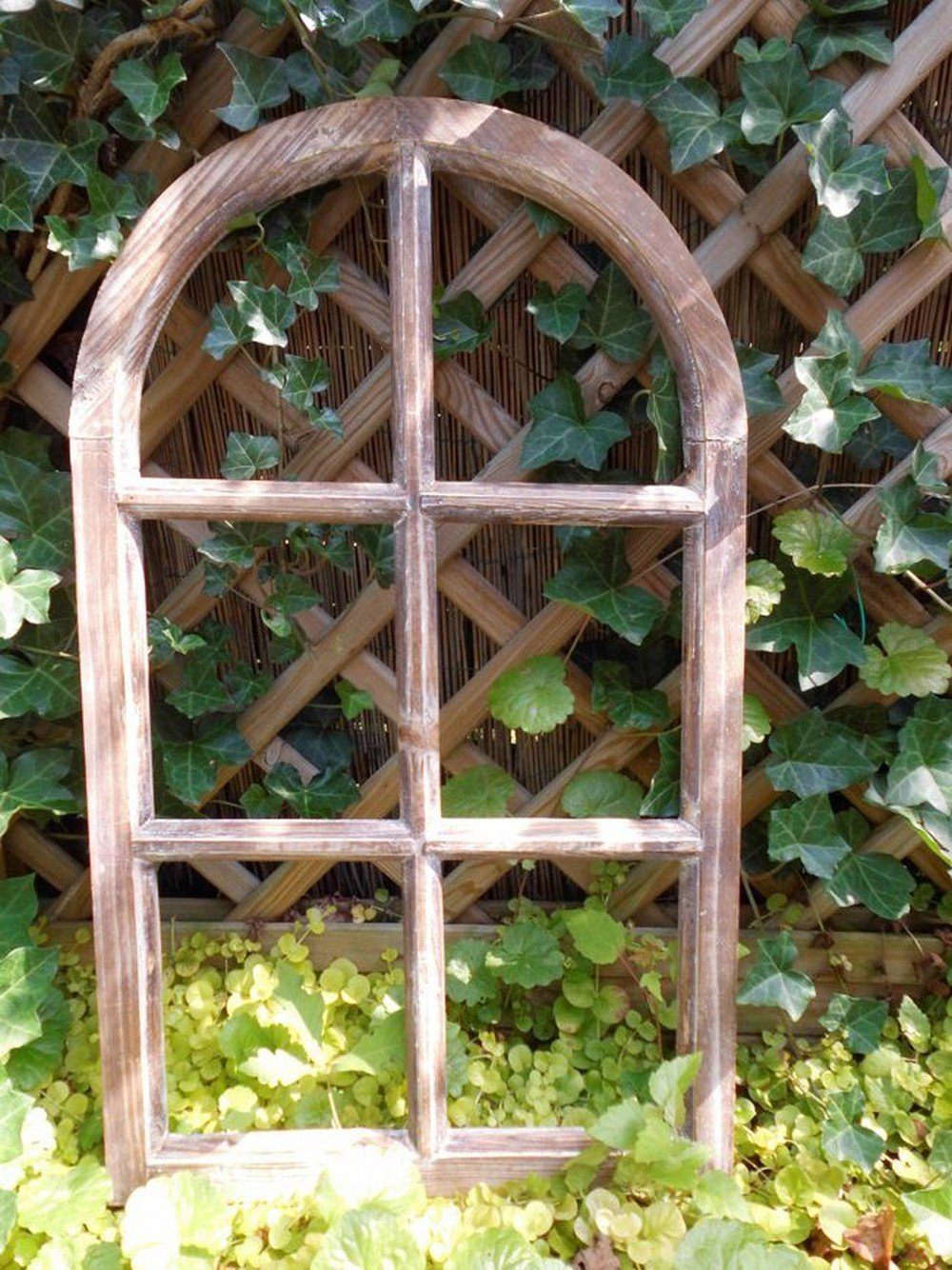 Wanddeko halbrund Bilderrahmen (1 Deko-Impression 70cm Holz braun Wanddekoobjekt St) Sprossenfenster Fenster