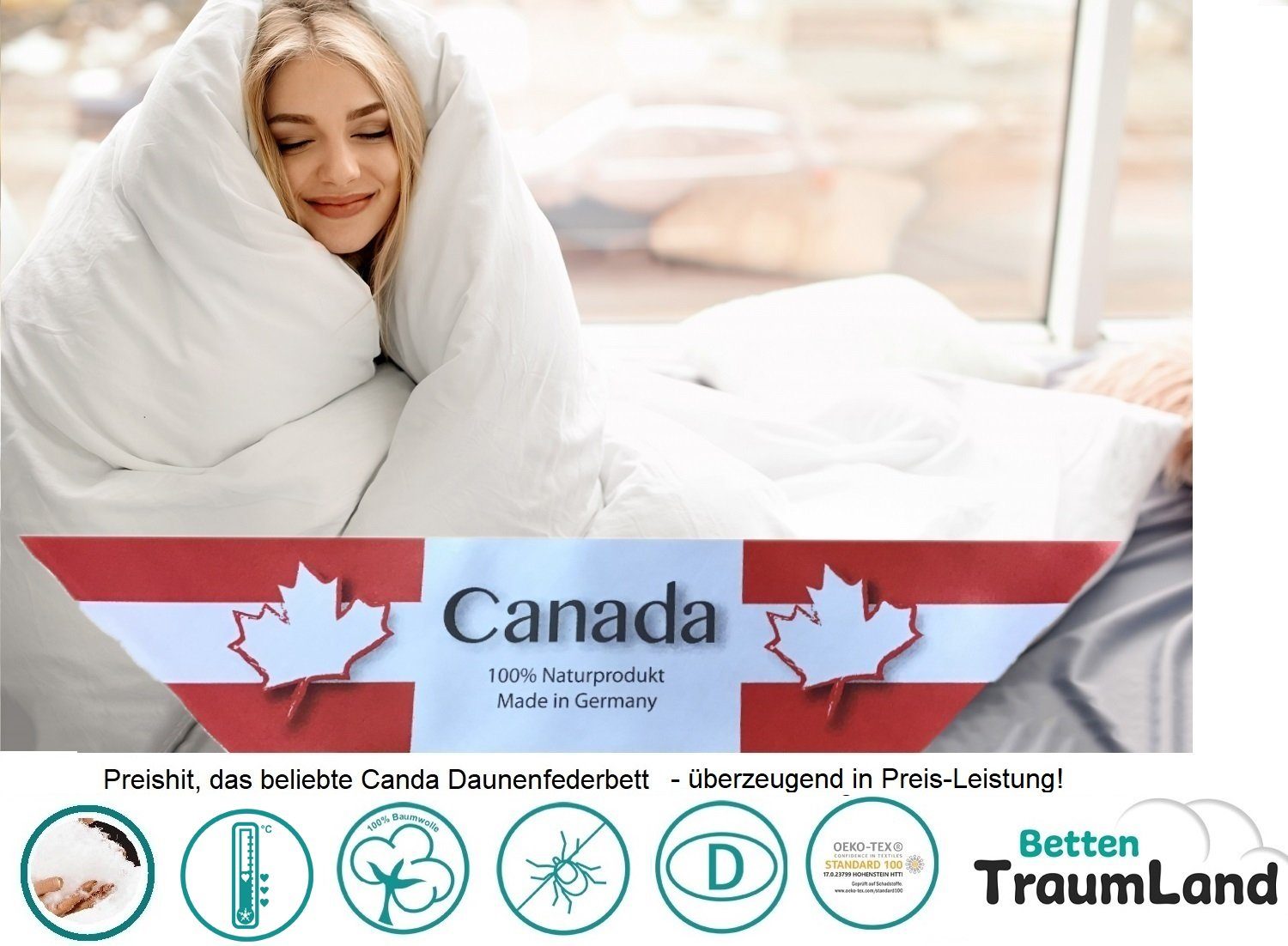 Canada Daunenbettdecke Preishit Daunenfederbett Ganzjahres Daunendecke günstig online kaufen