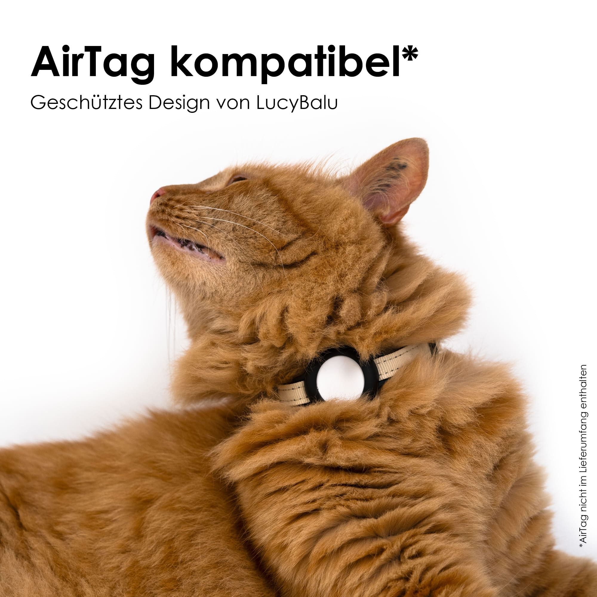 LucyBalu Katzen-Halsband DORI AirTag Katzenhalsband, Halsband für AirTag, Katzen Tracker