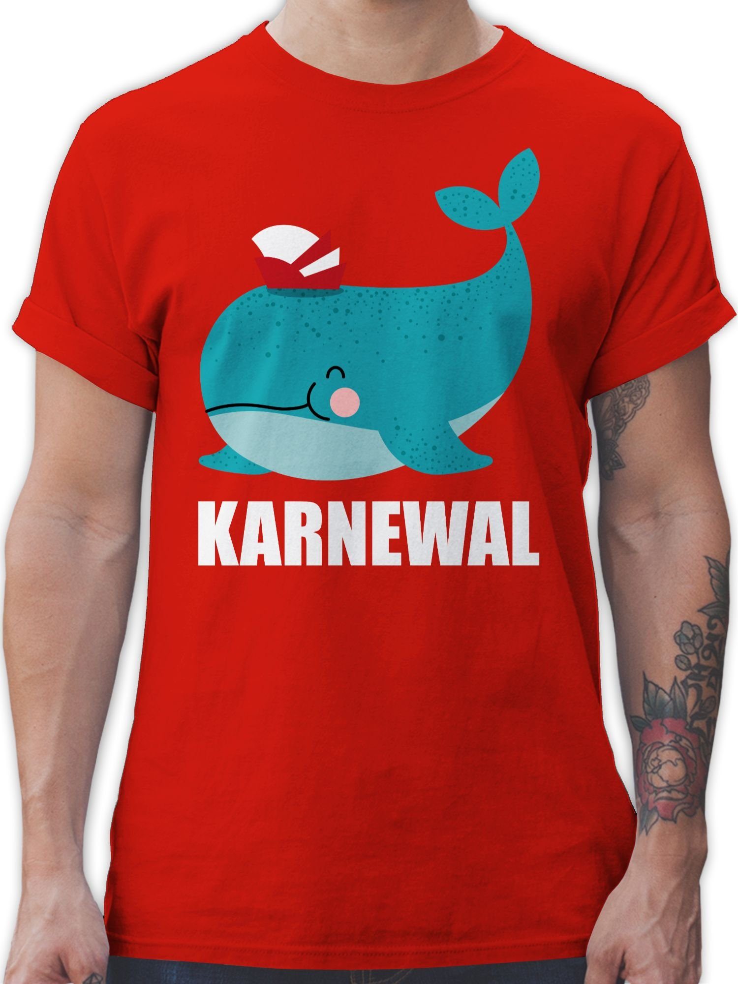 Shirtracer T-Shirt Karnewal - Wal Lustiges Faschings Lustige Fasching Karneval Outfit 3 Rot