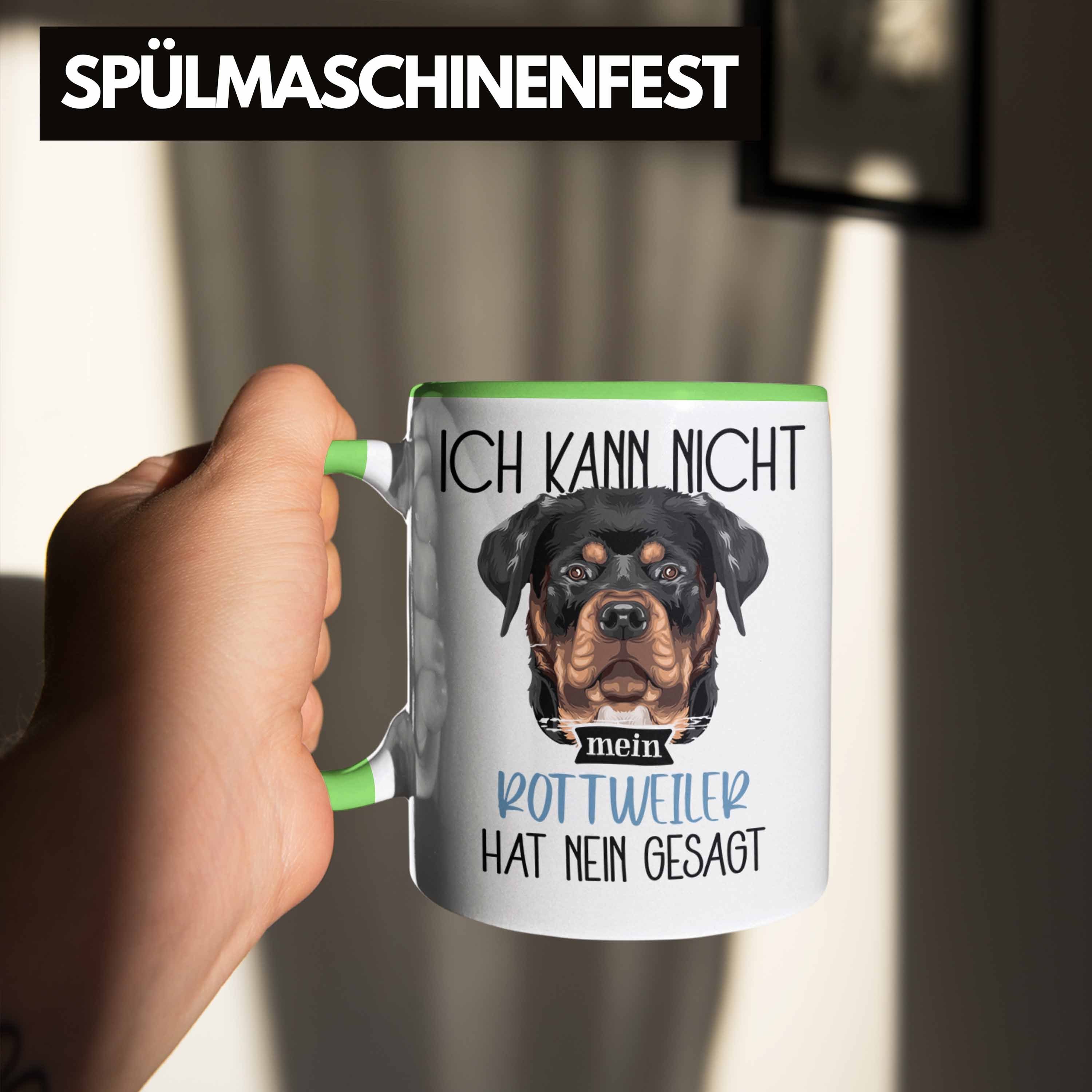 Trendation Tasse Lustiger Rottweiler Grün Geschenkidee Spruch Geschenk Besitzer Ka Tasse Ich