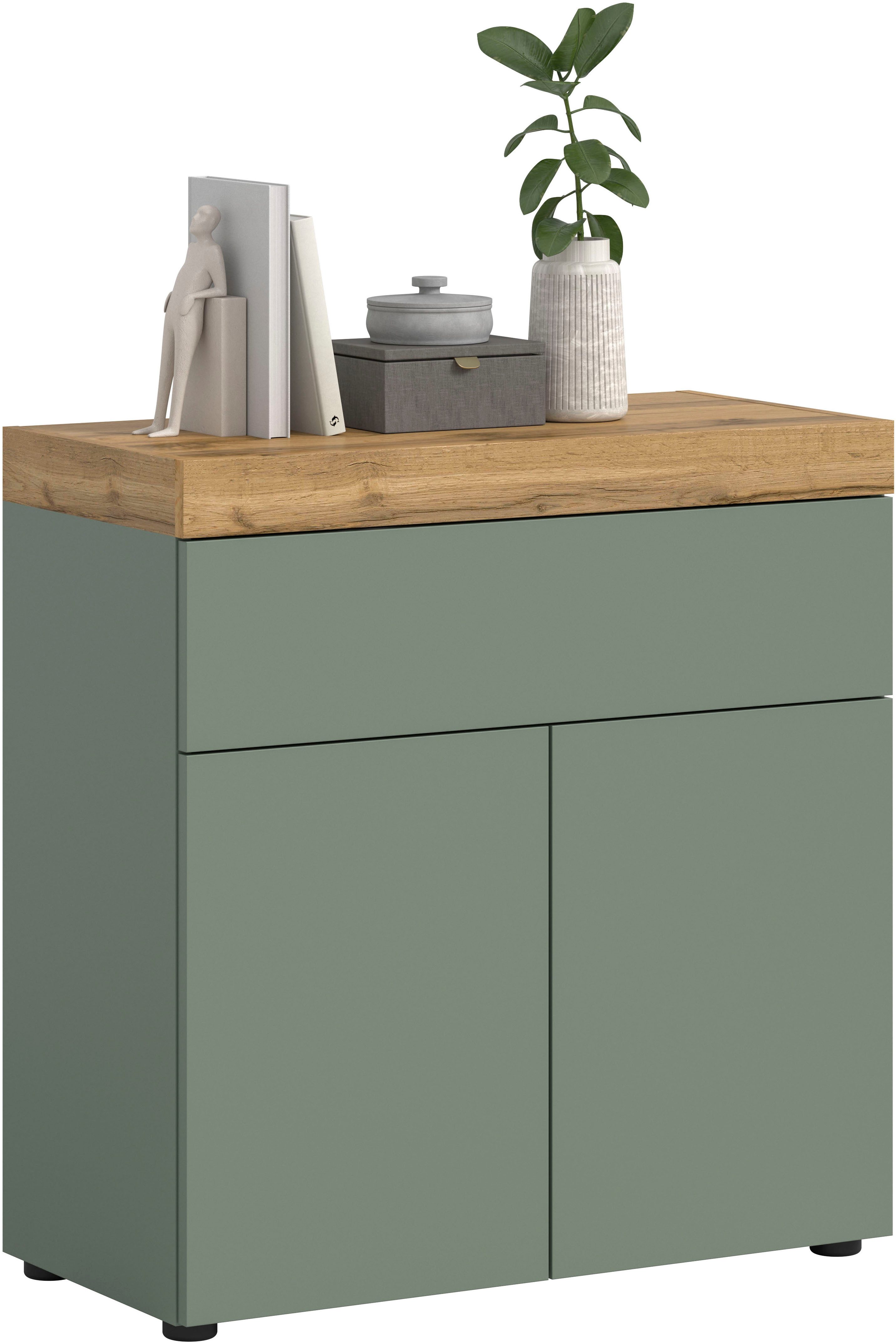 OTTO home Kommode MAMBO, TOPSELLER!, Breite 77cm, 2 Türen, 1 Schubkasten, push-2-open (1 St., 2 farbige Ausführung, in verschiedenen Farben erhältlich), Kommode, Anrichte, Wohnzimmer, Schlafzimmer