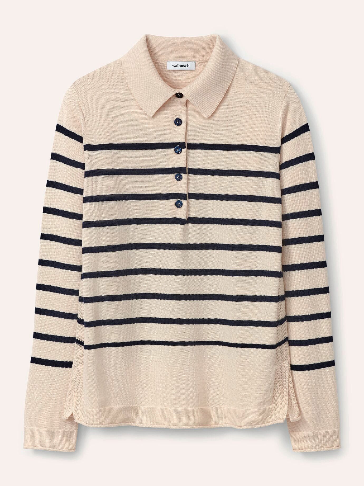 Walbusch Polokragenpullover Damen Polokragenpullover mit Seide Langarm Baumwoll-Seiden-Mix, pflegeleicht, atmungsaktiv, feiner Glanz