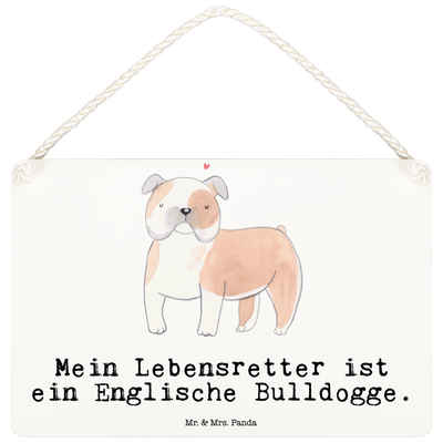 Mr. & Mrs. Panda Hinweisschild DIN A6 Englische Bulldogge Lebensretter - Weiß - Geschenk, Schenken, (1 St)