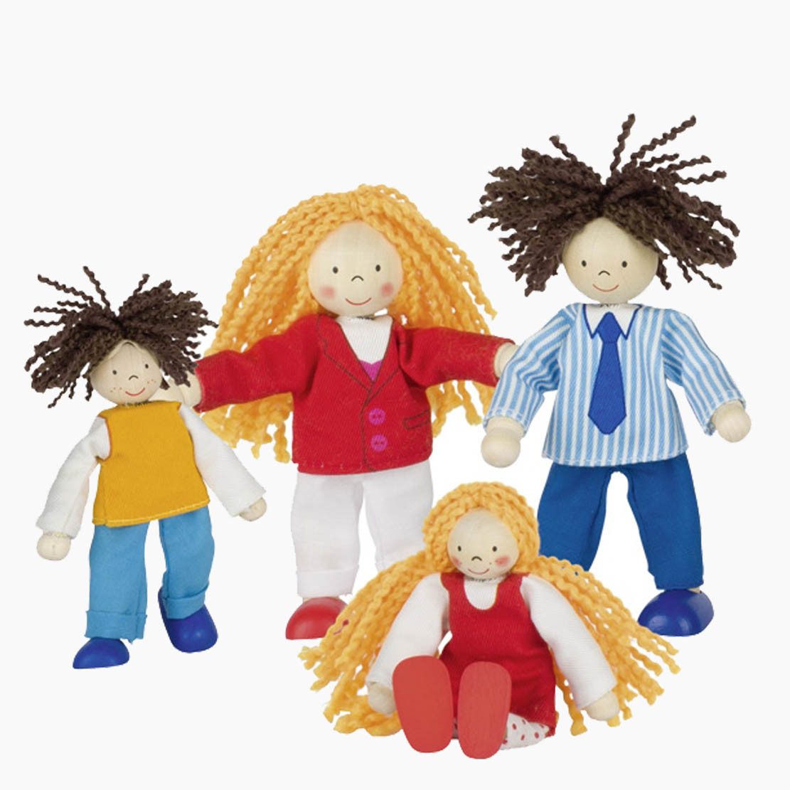 goki Biegepuppe Biegepuppen Lifestyle Familie 4 Teilig (Spar-Set, 4-tlg., 4 Teilig), Figuren sitzen, stehen und Posen einnehmen