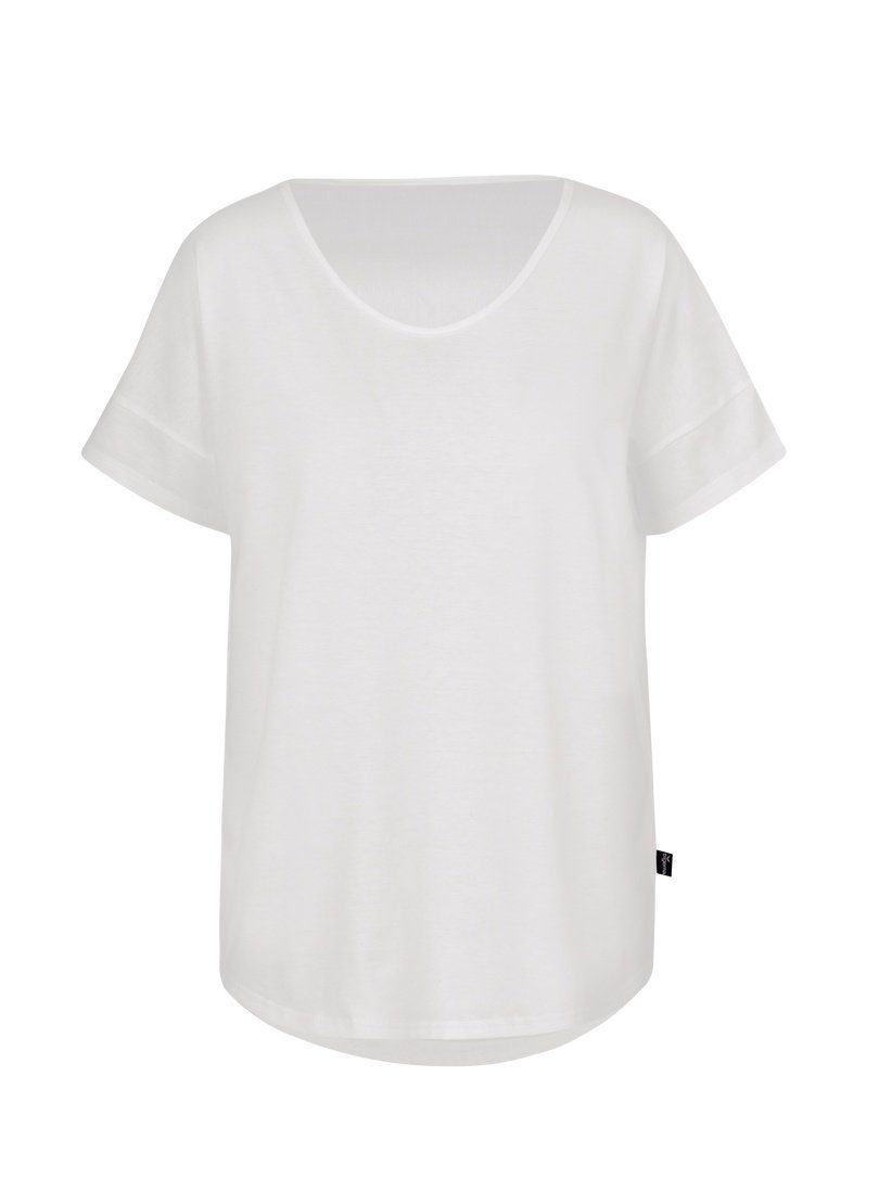 Trigema T-Shirt mit TRIGEMA Oversize V-Ausschnitt weiss T-Shirt