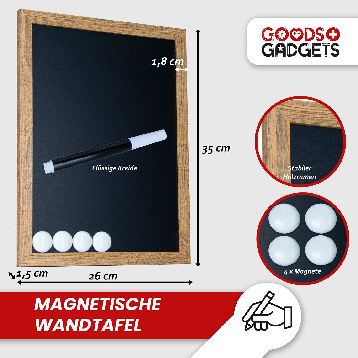 Goods+Gadgets Magnettafel GOODS+GADGETS Magnettafel Holz – Kreidetafel für günstig online kaufen