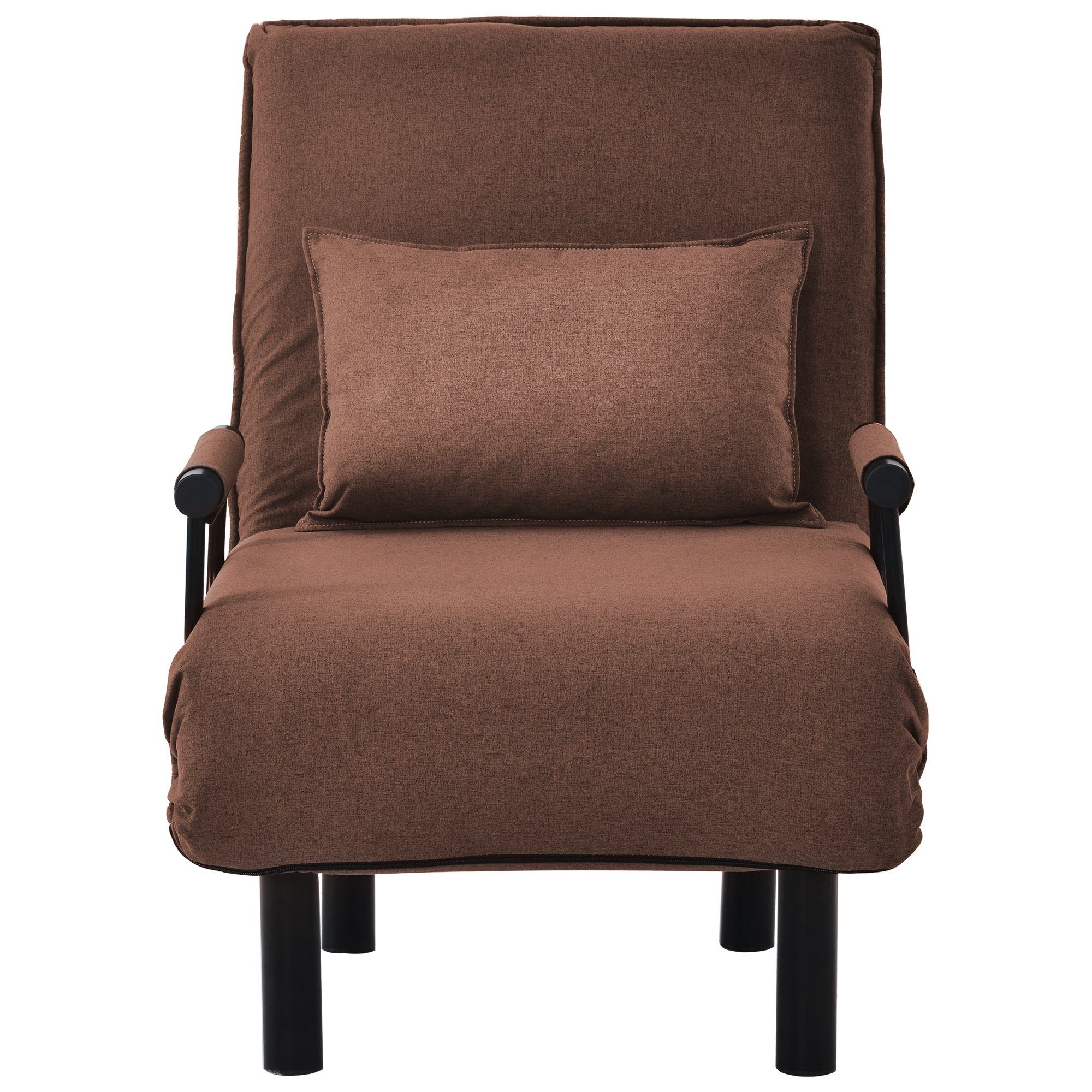 Daybett (Relaxsessel Sessel mit Schlaffunktion und Liegefunktion), Schlafsessel mit Armlehnen und Kissen, abnehmbarer Bezug aus Leinen