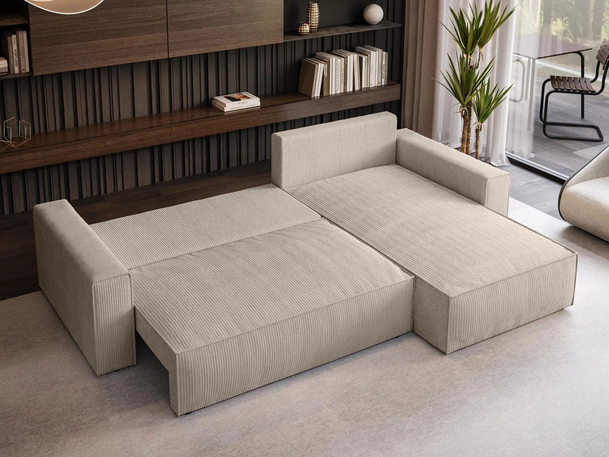 Beautysofa Ecksofa mit Schlaffuntion PARYS, mit Bettkasten und universelle Ottomane, Flappbar im modernen Design