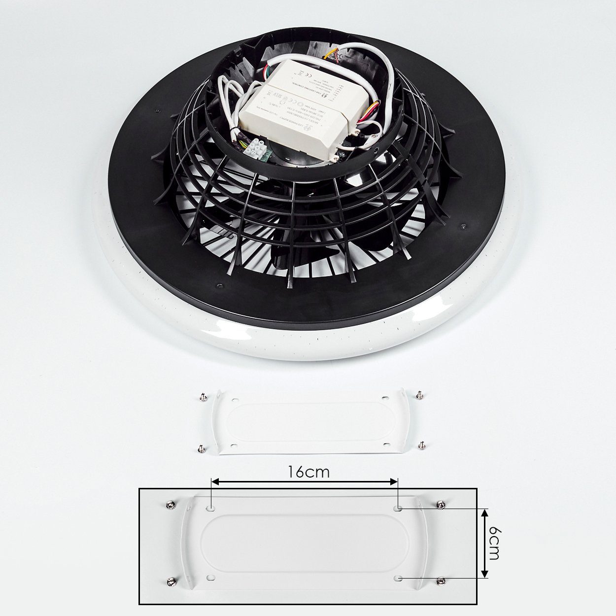 hofstein Tischturmventilator Weiß Metall, Deckenlampe, aus »Concas« Ventilator Kunststoff, Schwarz