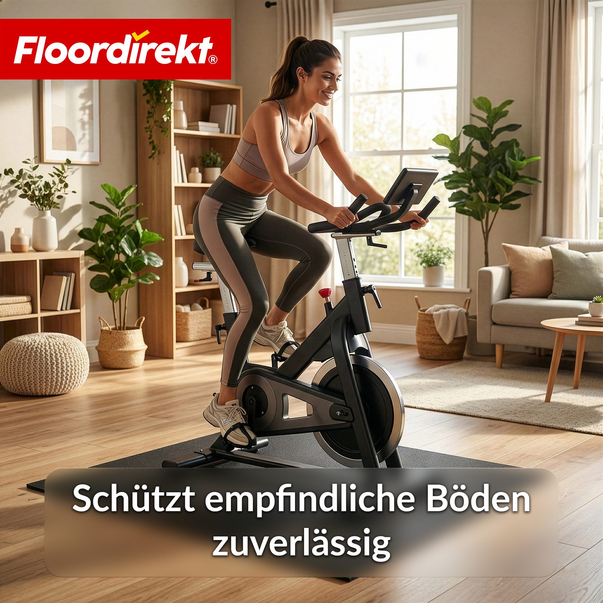 Floordirekt Bodenschutzmatte Gummi 100x100 cm 10 mm Geräteunterlage rutschfest schalldämmend, Schutzmatte für Fitnessgeräte, 1-St., rutschfest, schalldämmend, v – Bild 3 von 5
