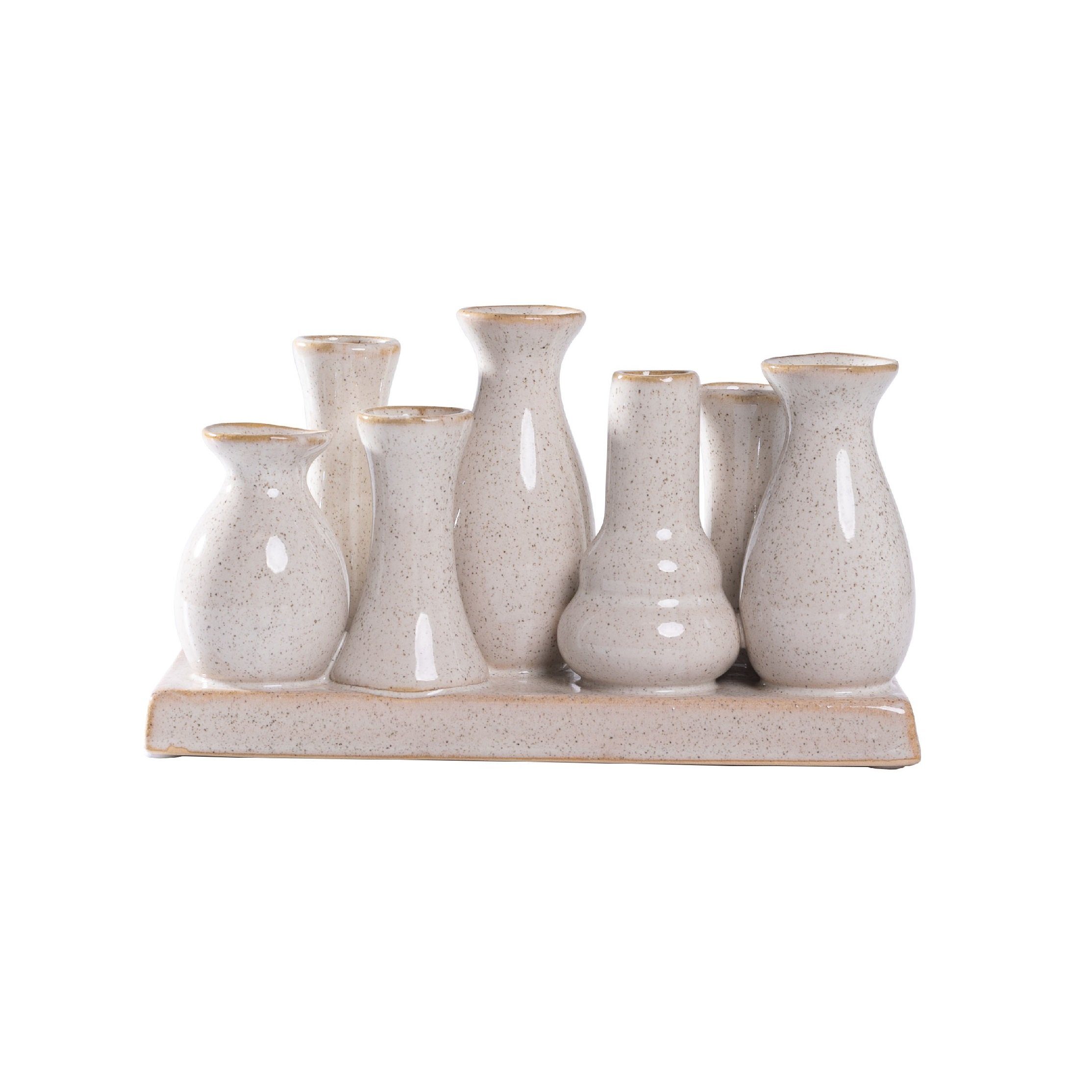 Dekovase Vasen (16,23Euro/Stück) Sockel, festem Stück Antik-Weiß Jinfa Jinfa auf 3 handgefertigte Blumenvasen,