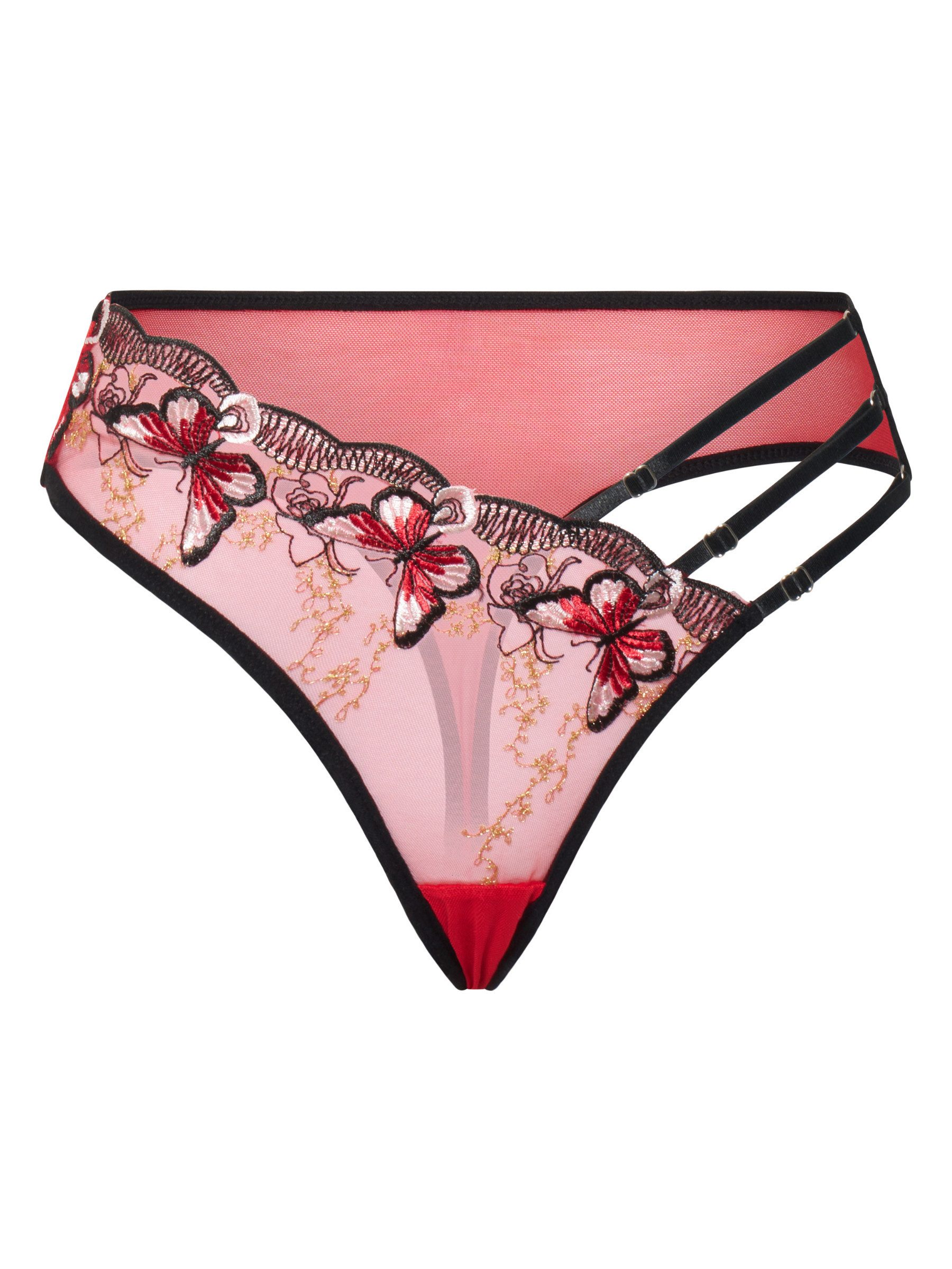 Elegant Love Tangaslip Sexy Unterwäsche aus Stickereispitze, Dessous für Damen (Spitzen-String) Höschen-Lingerie: Elegante Unterhosen mit Schmetterling Muster