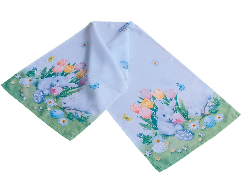 matches21 HOME & HOBBY Tischdecke Tischläufer TORA Osterhasen & Tulpen Druck Polyester 40 x 140 cm (1-tlg), Pflegeleicht & waschbar bei 30 °C