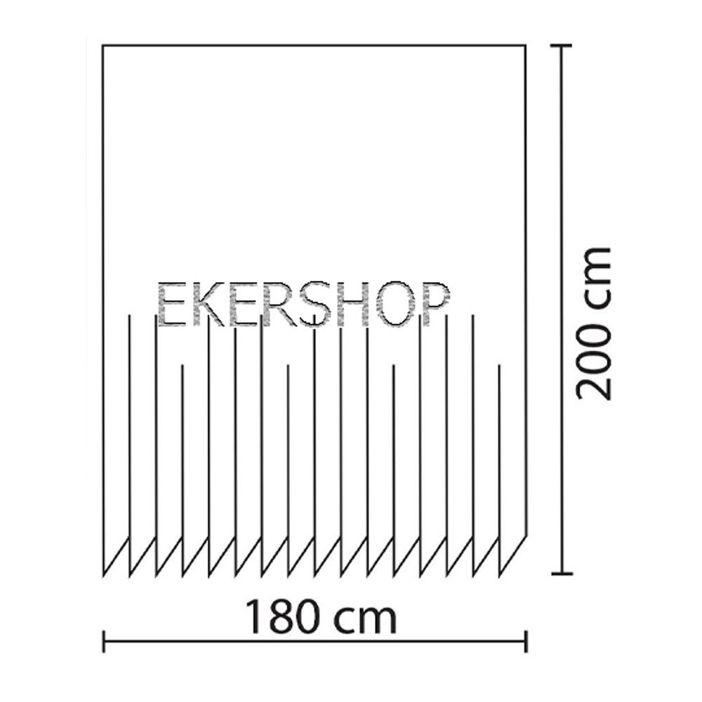 Ekershop Duschvorhang Textil Uni Farben Weiß Schwarz Rot Grau Breite 180 cm für Duschstange (inkl. Ringe), Höhe 200 cm, wasserabweisend, waschbar, bügelbar