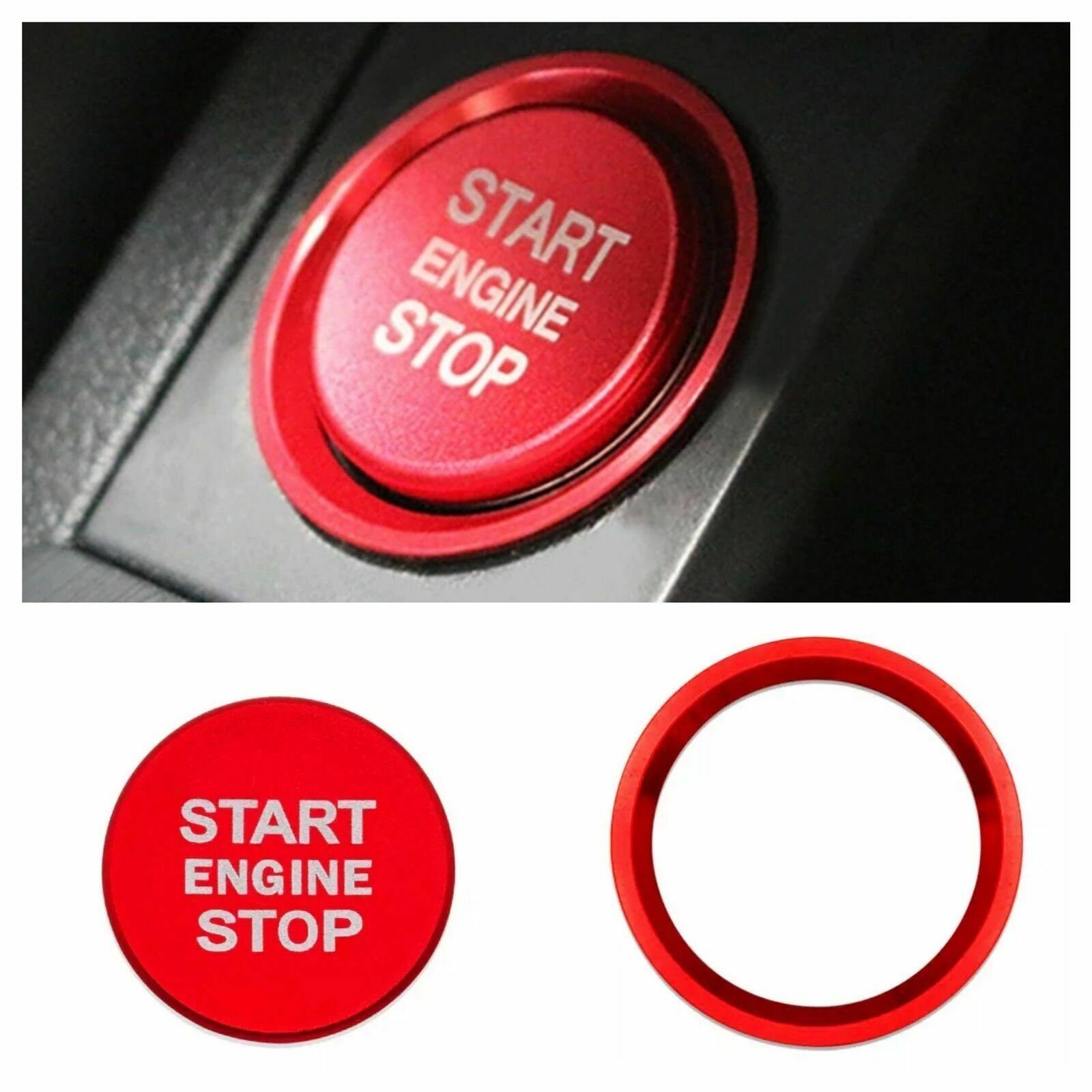 Silber LITTOU Auto Start-Stopp-Schalter Knopf Abdeckung Zündschalter Druckknopf Ring Kompatibel für A3 A4 A5 A6 A7 A8 Q3 Q5 Q7 