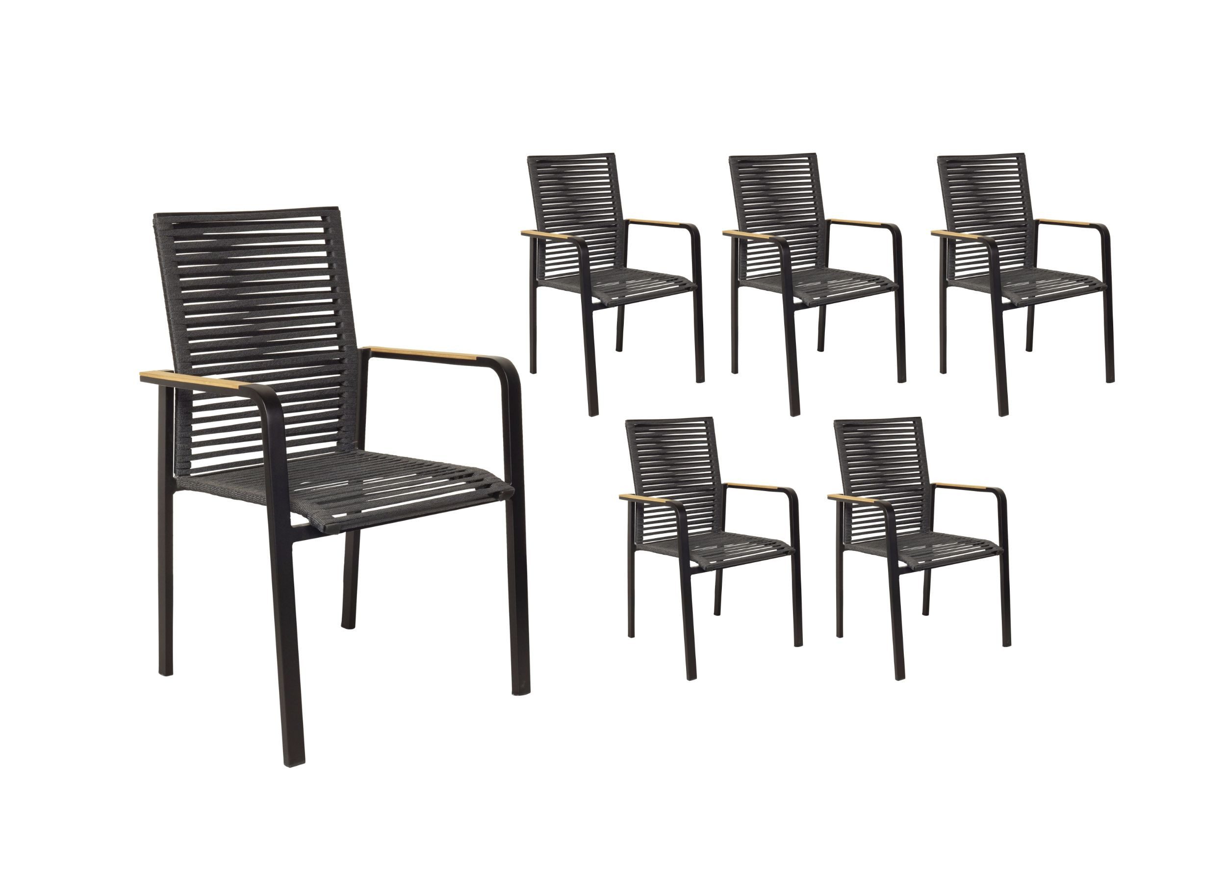 LC Garden Stapelstuhl LC Garden »Toronto« Stapelstuhl Rope schwarz Rope-Geflecht stapelbar (6 St)