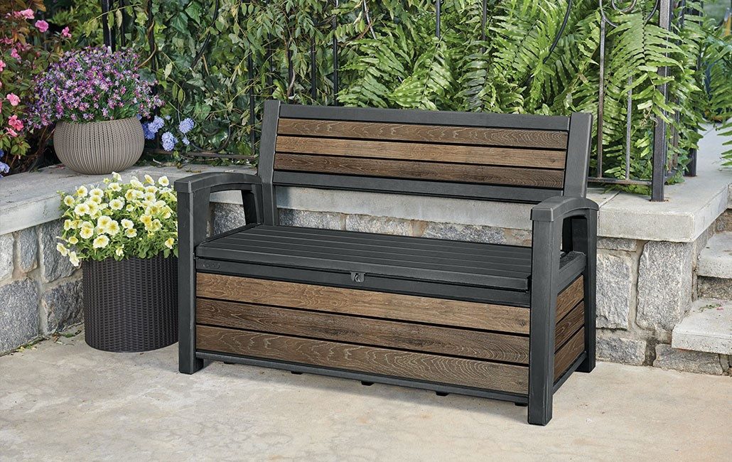 Keter Gartenbox Keter Gartenbank inkl. Aufbewahrung Hudson 227 L