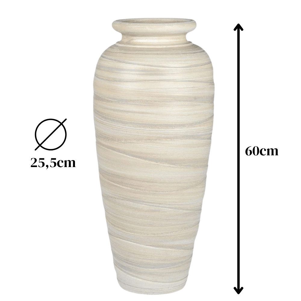 formano Bodenvase RELIEF, 60 cm Höhe, Creme, Streifenmuster, H: 60cm