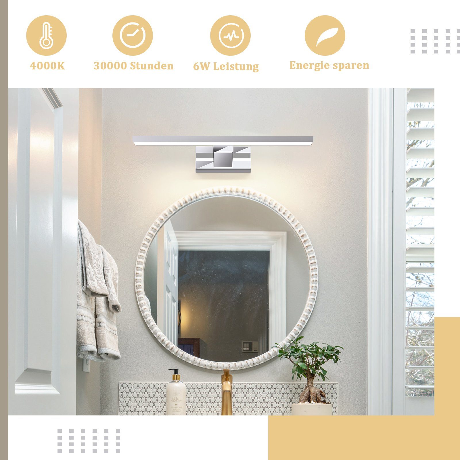 Nettlife LED Spiegelleuchte Bad Spiegellampe Badleuchte Wand 40CM, LED fest günstig online kaufen