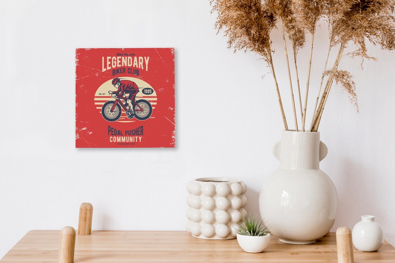 OneMillionCanvasses® Leinwandbild Radfahrer - (1 Vintage, Leinwand St), Schlafzimmer Wohnzimmer - Bilder für Fahrrad