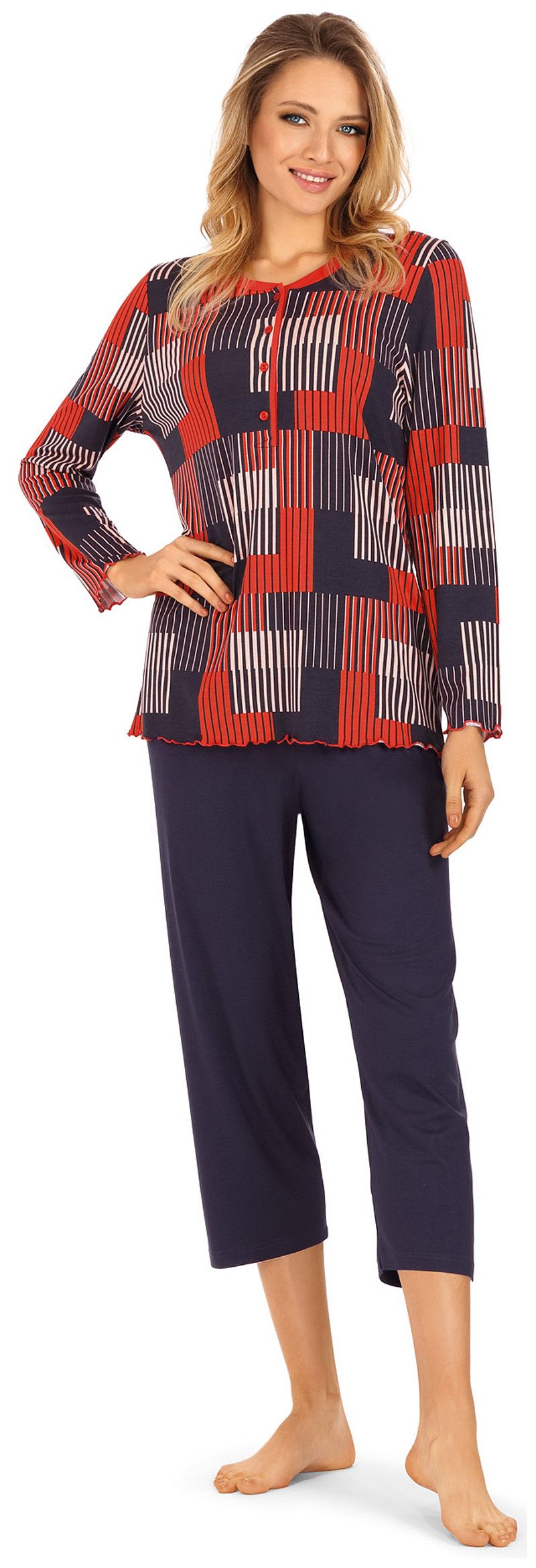 Ascafa Schlafanzug (Set, 2 tlg., 2-teilig) Damen Schlafanzug 2-teilig Pyjama grafisches Muster