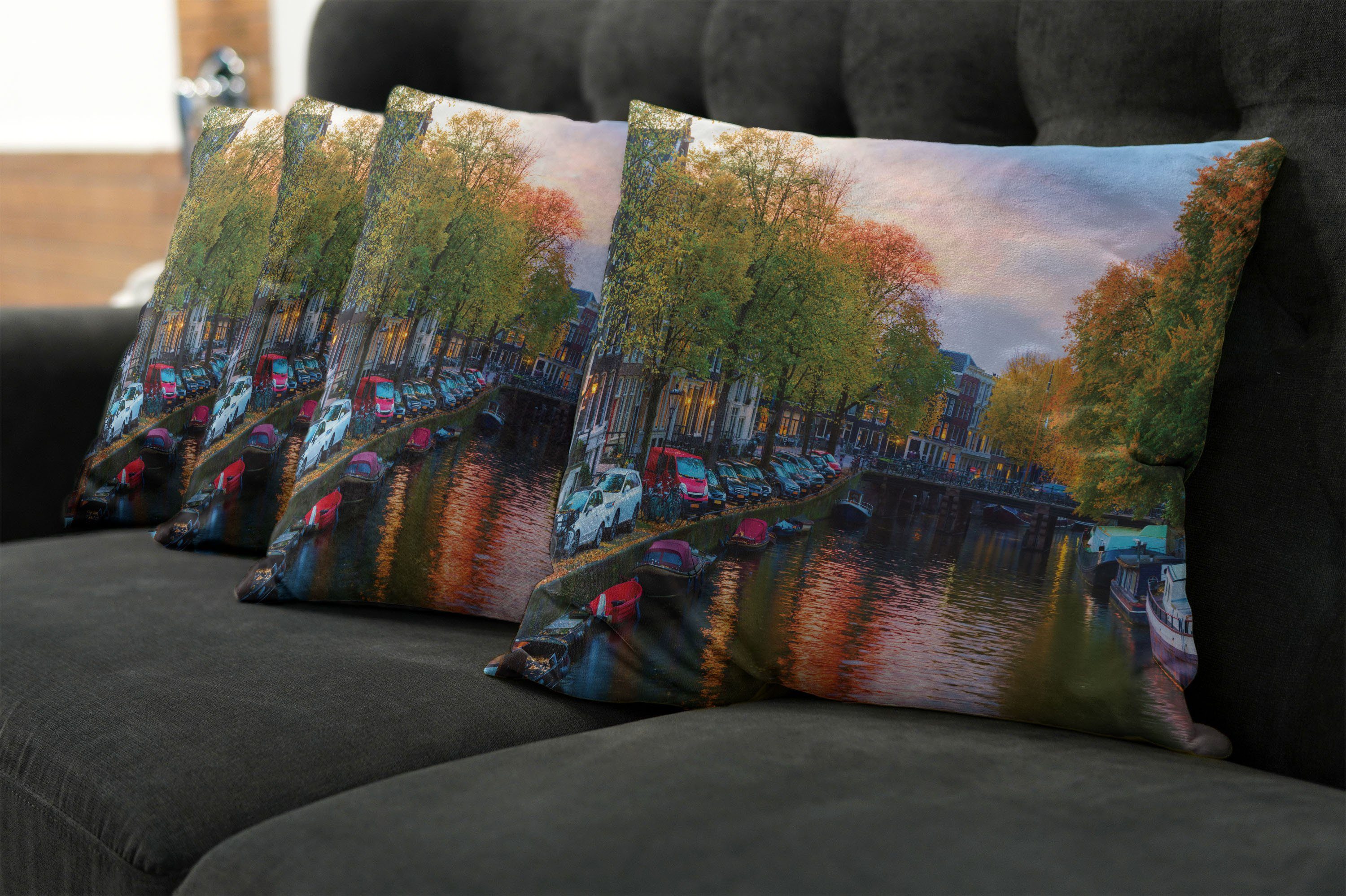 Kissenbezüge Modern Amstel (4 Doppelseitiger Abakuhaus mit Niederländisch Stück), Digitaldruck, Brücken Accent Fluss