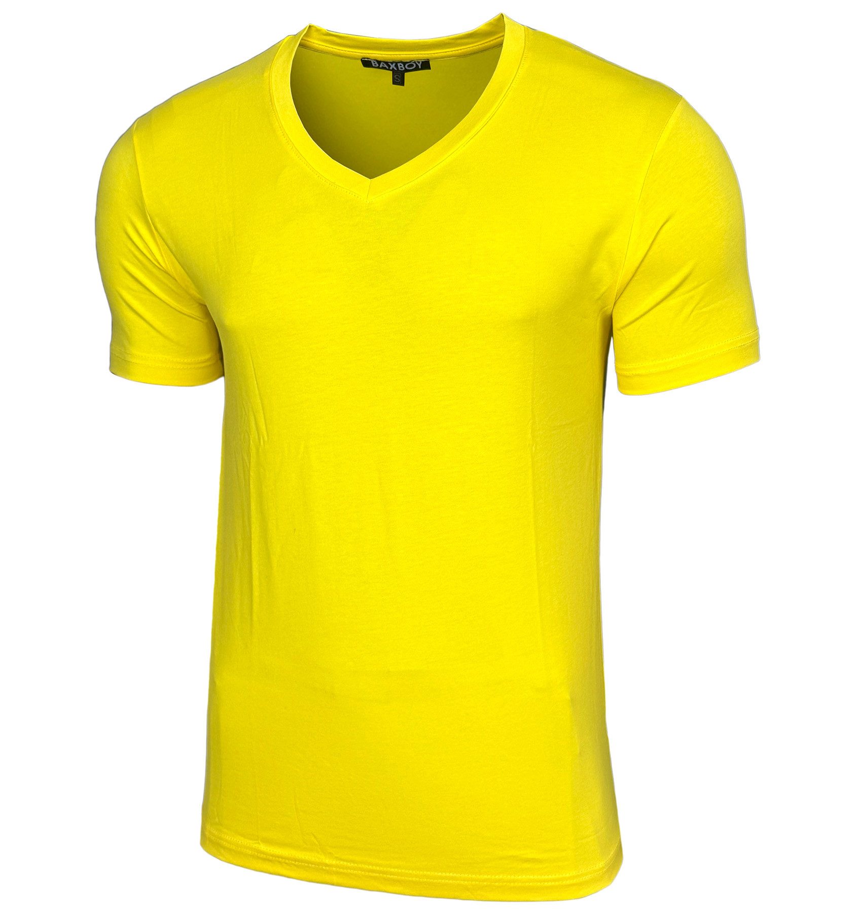 Baxboy T-Shirt Baxboy tiefer V-Ausschnitt Uni Basic Herren Kurzarm T-Shirt V-66