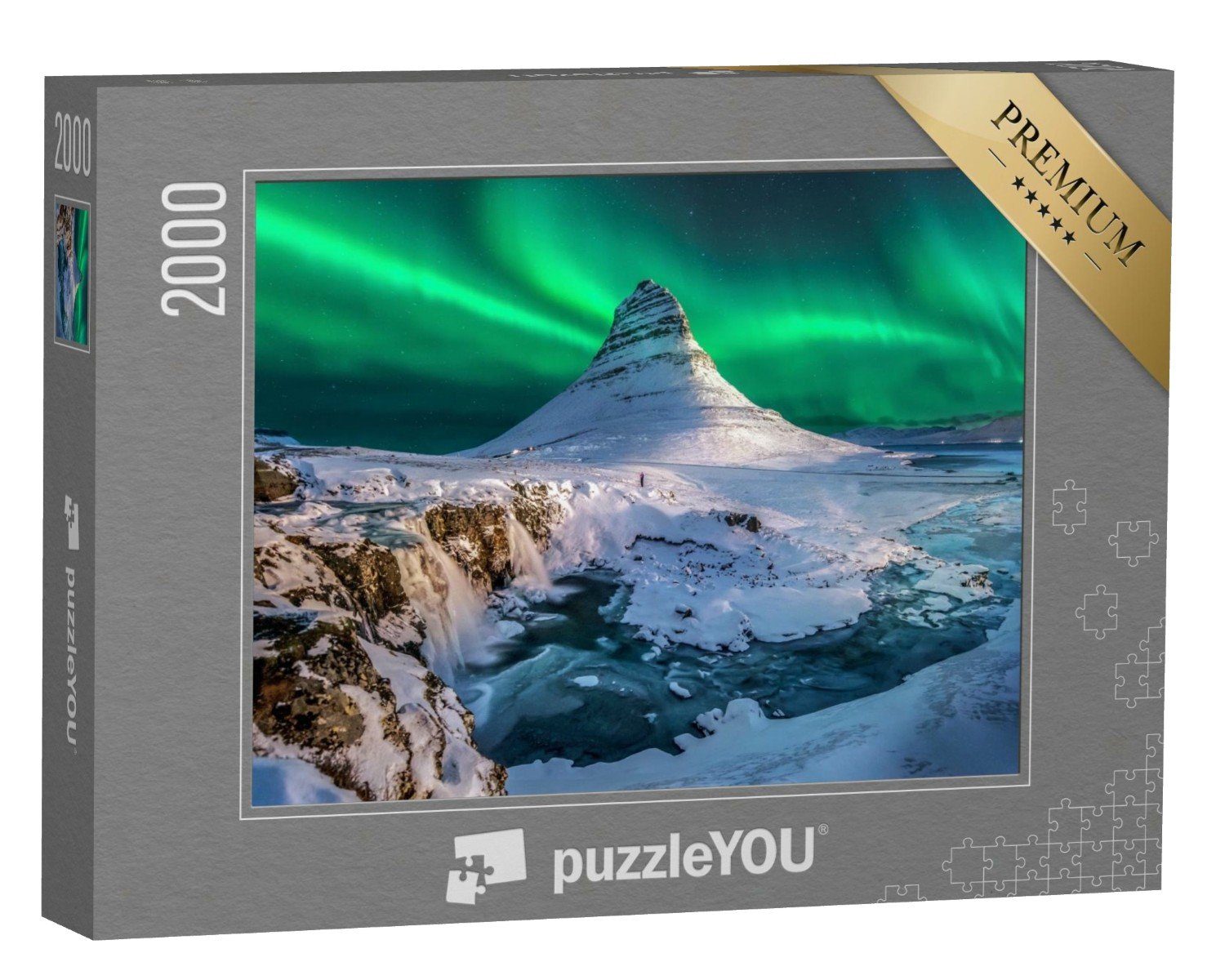 puzzleYOU Puzzle Nordlichter über dem Berg Kirkjufell in Island, 2000 Puzzleteile, puzzleYOU-Kollektionen Natur, Island, Wildnis, 500 Teile, 2000 Teile