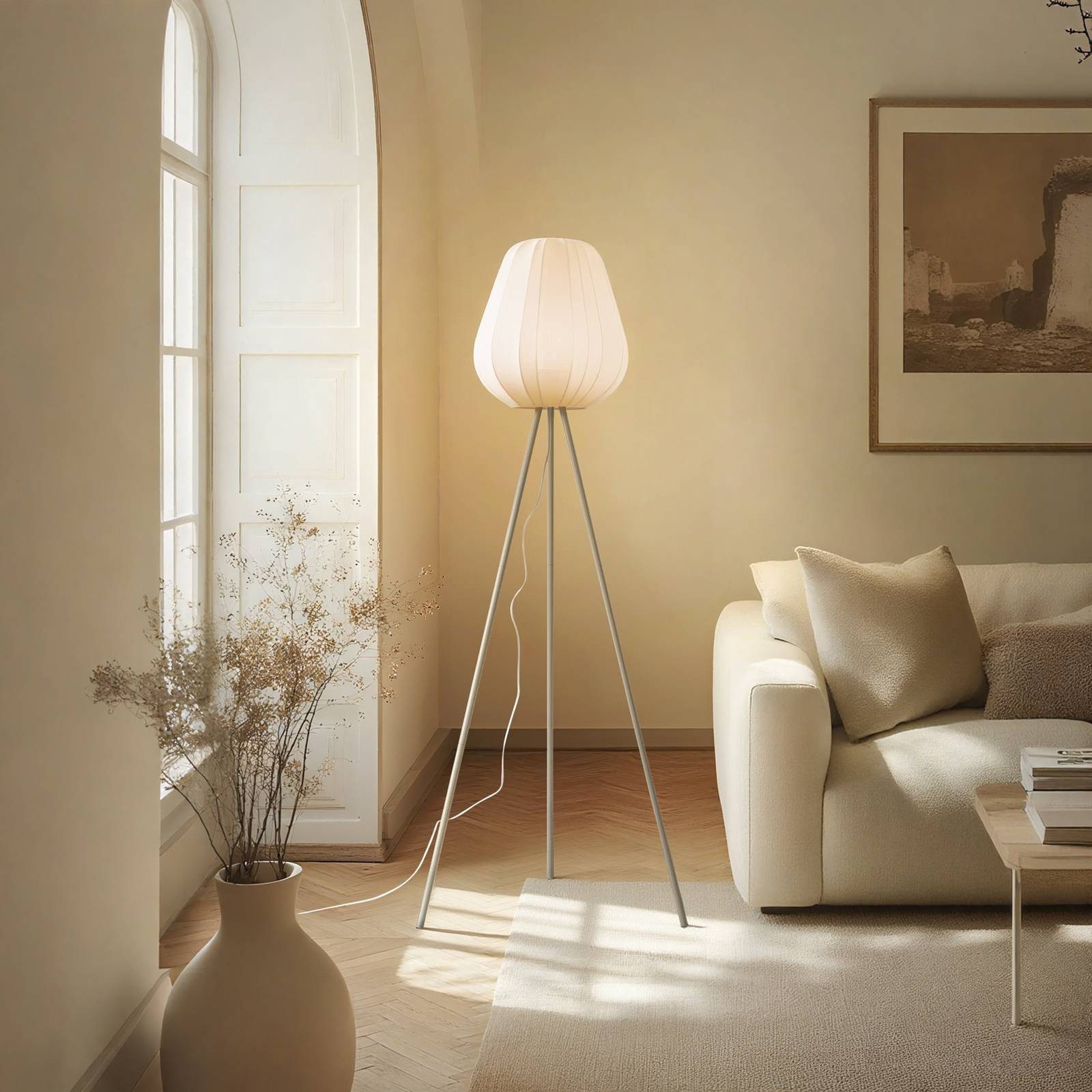 Lindby Stehlampe Helin, Creme IP20, 1 x 15 W LED