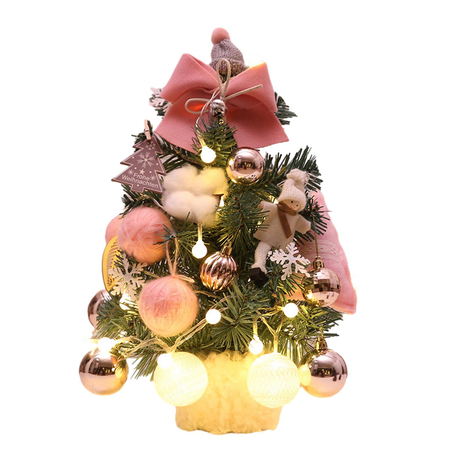 Blusmart Künstlicher Weihnachtsbaum 30 Cm Schöner Desktop-Weihnachtsbaum Mit Beflockung, Künstlicher, Weihnachtsbaum pink