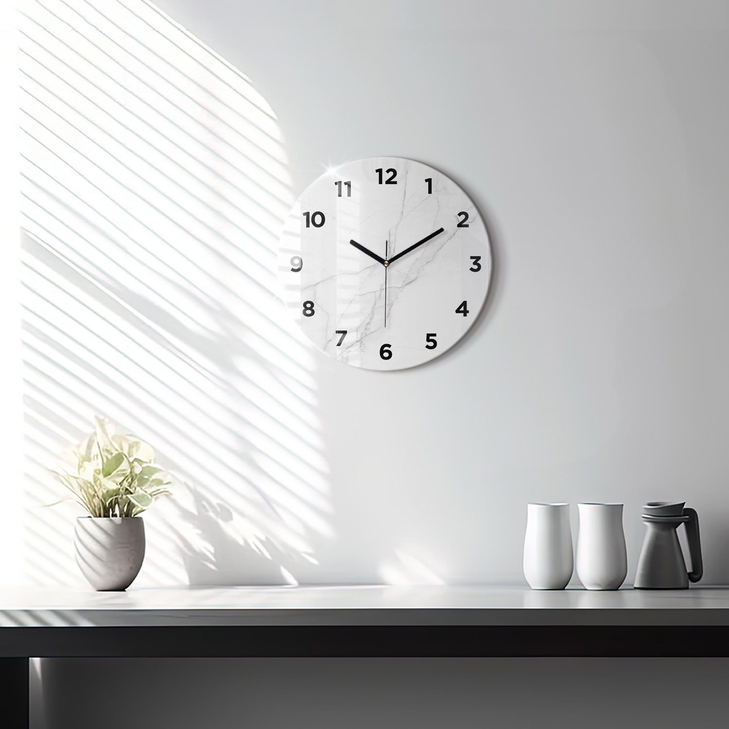 Tulup Wanduhr Runde Dekorative Glasuhr Marmor-Uhr aus Gehärtetem Glas Quarz günstig online kaufen